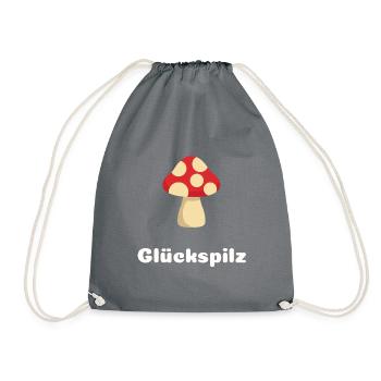 Glückspilz Glücksbringer Fliegenpilz Geschenk - Turnbeutel - Grau - Vorne