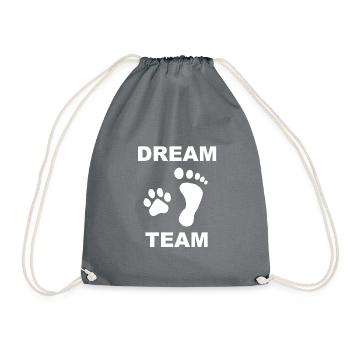 Hund und Mensch Dream Team Hundeliebhaber - Turnbeutel - Grau - Vorne