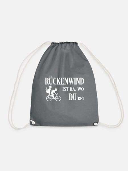 Rückenwind Tandem Paar Fahrrad Tour Ehe Geschenk - Turnbeutel - Grau