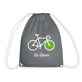 Nachhaltiges Fahrrad Rad Go Green Rennrad Geschenk - Turnbeutel - Grau - Vorne