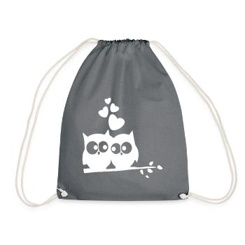 Uhu Lovers - Animal Love Pet Gift Marriage - Drawstring Bag - grey - Front