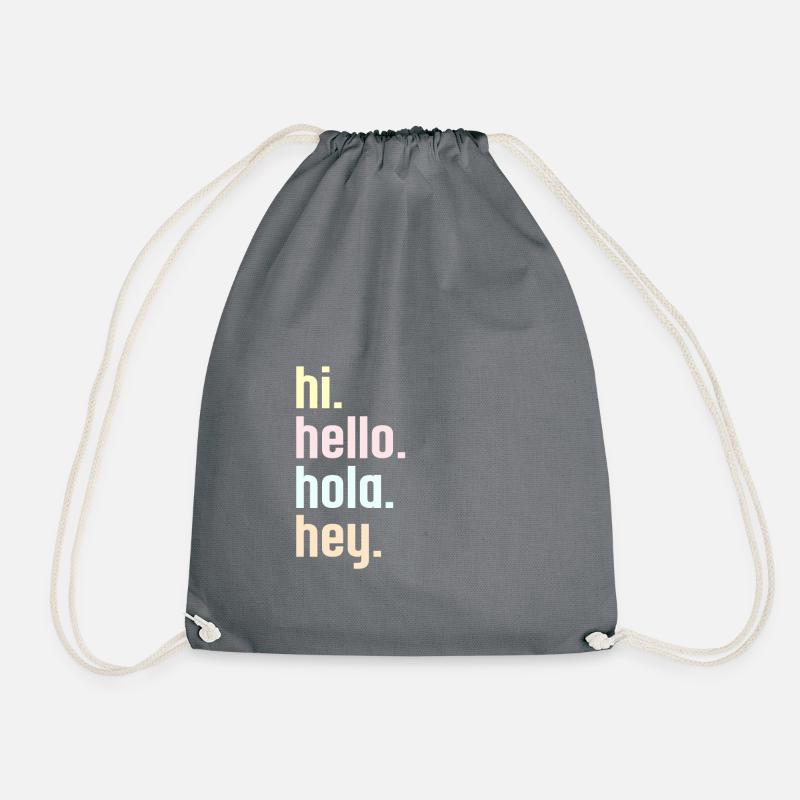 hi hello hola hey Tshirt design pastell farben - Turnbeutel - Grau