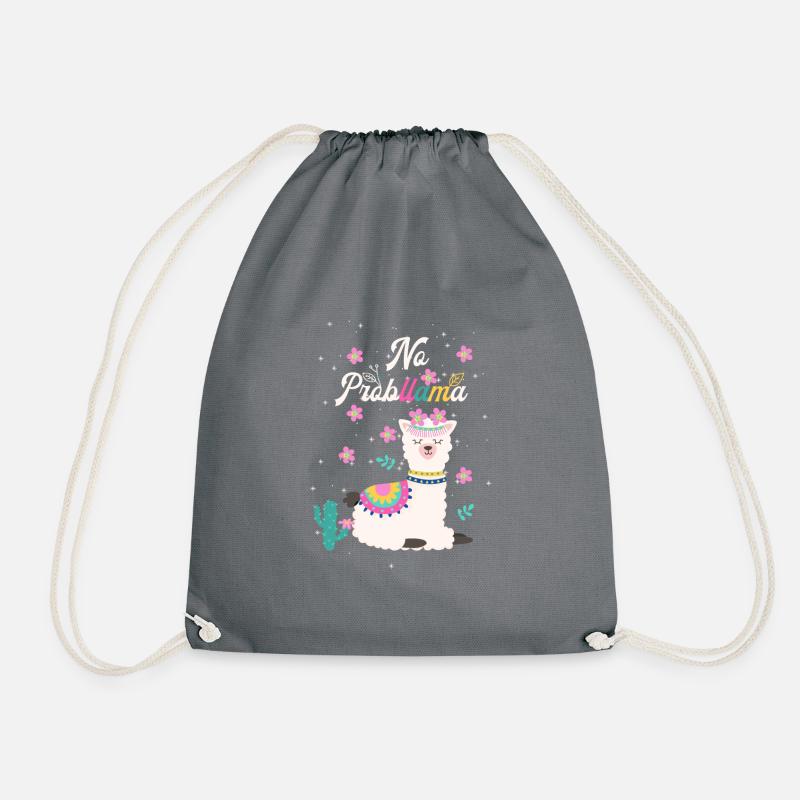 Niedliches Lama Design - Turnbeutel - Grau