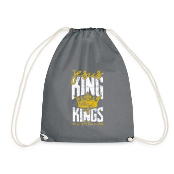 Jesus King of Kings Bible Verse - Drawstring Bag - grey - Front