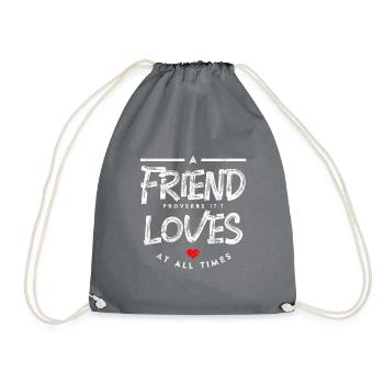 Friendship Bible Verse - Drawstring Bag - grey - Front