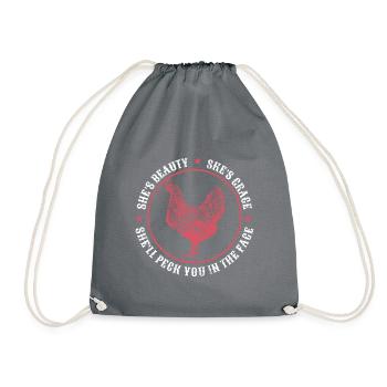 Hen saying farmer's farm - Drawstring Bag - grey - Front