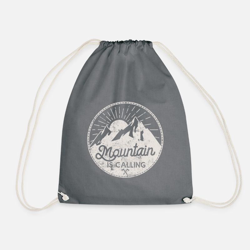 mountains mountains saying outdoor - Drawstring Bag - grey