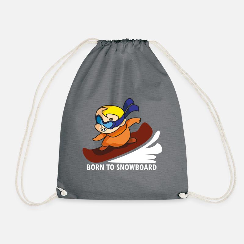 snowboard baby snowboarding - Drawstring Bag - grey