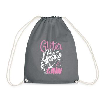 einhorn fitness glitzer muskeln - Turnbeutel - Grau - Vorne