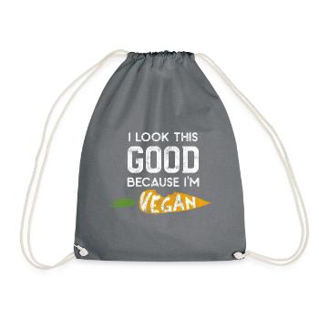 Vegan lustiger spruch - Turnbeutel - Grau - Vorne