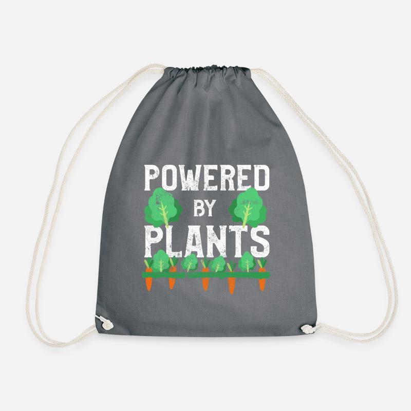 Vegan garden vegetable saying - Drawstring Bag - grey