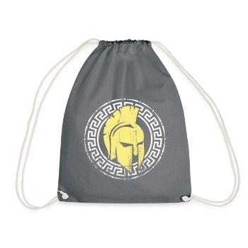 spartan helmet warrior sparta - Drawstring Bag - grey - Front