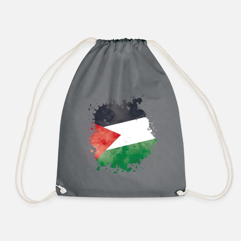 palestina flag palestine blob - Drawstring Bag - grey