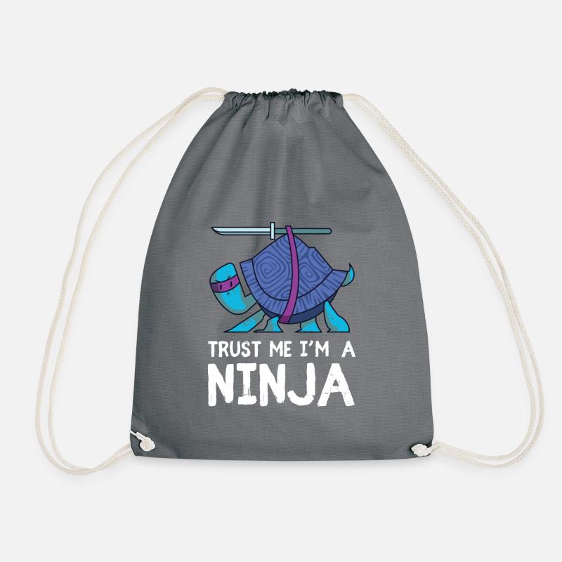 ninja schildkröte lustig samurai - Turnbeutel - Grau