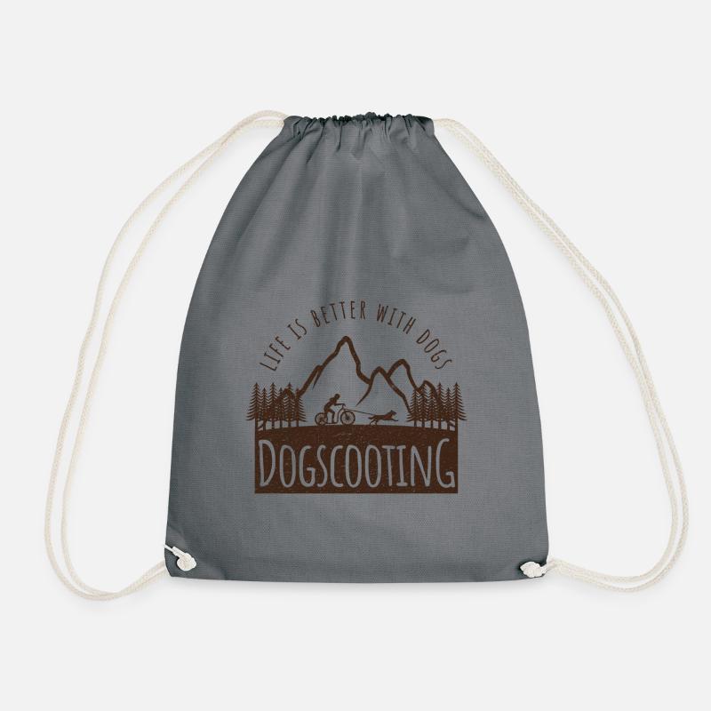 Dogscooting Life is better with Dogs - Drawstring Bag - grey