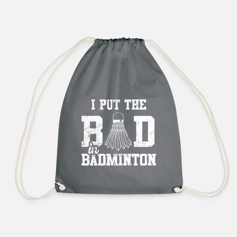 Badminton badminton quote - Drawstring Bag - grey