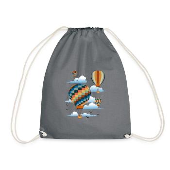 Dans les airs | 4 montgolfières colorées | cadeau - Sac de sport léger - gris - Devant