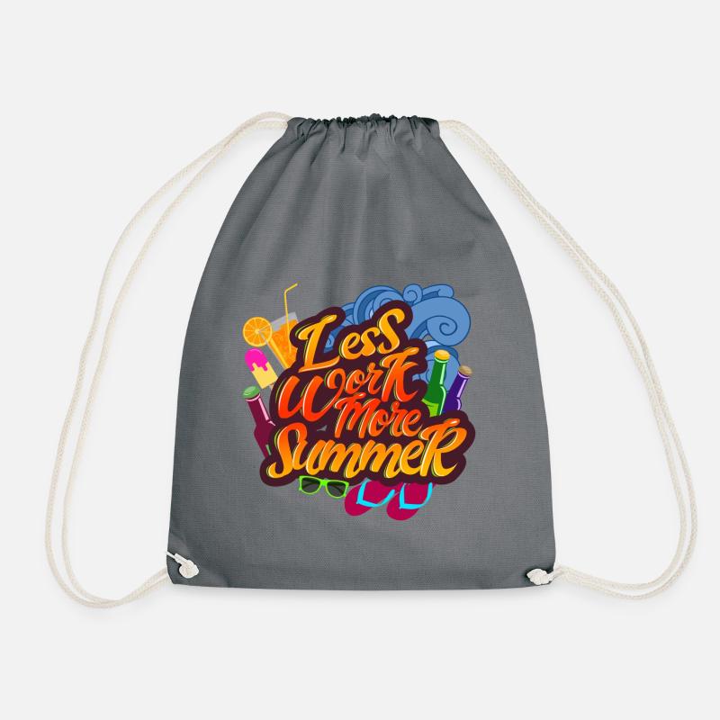 Less work more summer - Drawstring Bag - grey
