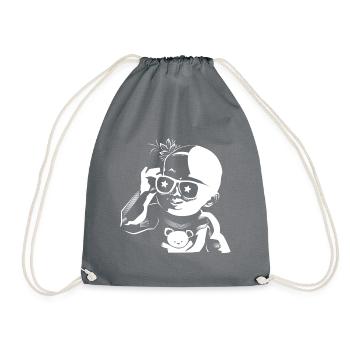 baby sunglasses cool - Drawstring Bag - grey - Front