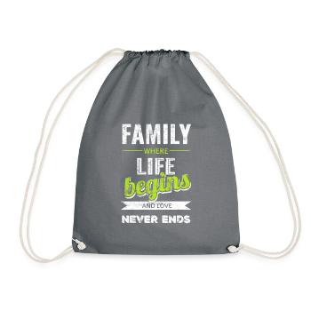 Family saying life - Drawstring Bag - grey - Front