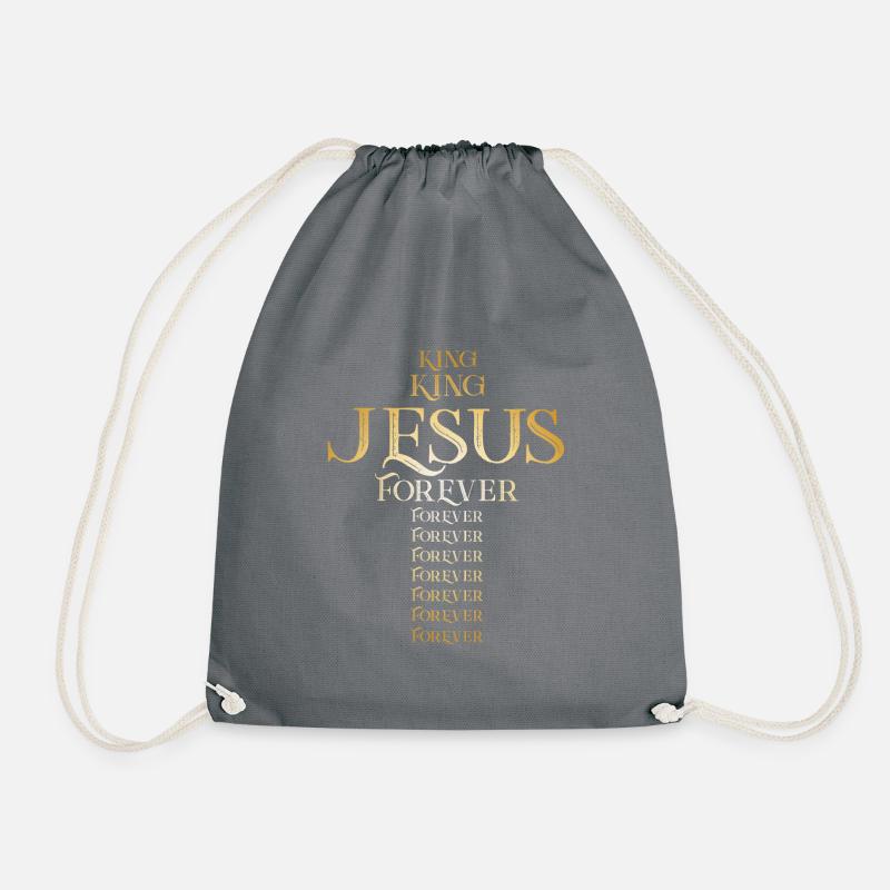 Jesus Christ King Cross - Drawstring Bag - grey