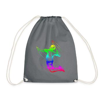 Badminton Spieler Bunt - Turnbeutel - Grau - Vorne