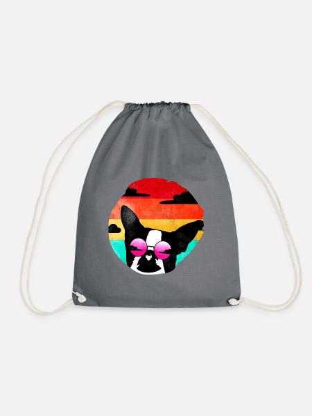 Retro Pit Bull Grafik Geschenk - Turnbeutel - Grau