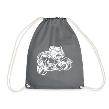 Ours grizzly gym beast musculation - Sac de sport léger - gris - Devant