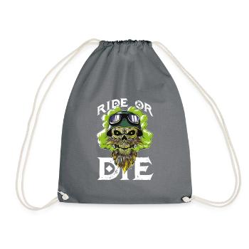 biker totenkopf ride or die - Turnbeutel - Grau - Vorne