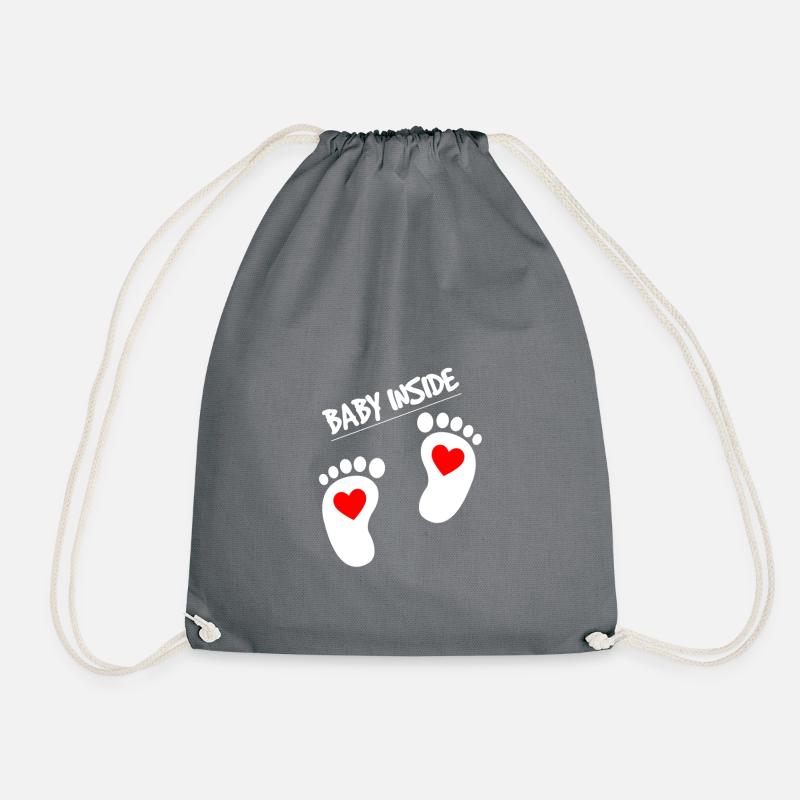 Baby inside füßchen und herzchen - Turnbeutel - Grau