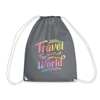 World Travel Travel Vacation - Drawstring Bag - grey - Front