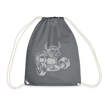 Bulle Beast Stier Hantel Fitness - Turnbeutel - Grau - Vorne