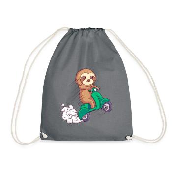 paresseux promenade en moto comique drôle - Sac de sport léger - gris - Devant