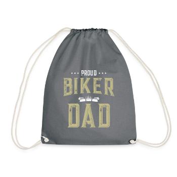 Proud biker dad motorcycle - Drawstring Bag - grey - Front