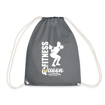 Fitness queen woman gym squats - Drawstring Bag - grey - Front