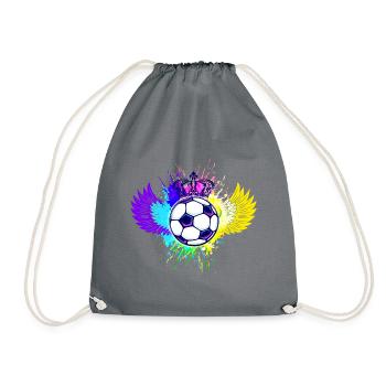 Fussball Logo Wappen Krone Bunt - Turnbeutel - Grau - Vorne
