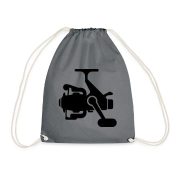 Fishing reel symbol icon - Drawstring Bag - grey - Front
