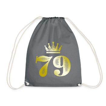 79 Zahl Krone Gold - Turnbeutel - Grau - Vorne
