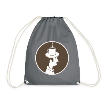 Kaffeehut Mann - Turnbeutel - Grau - Vorne