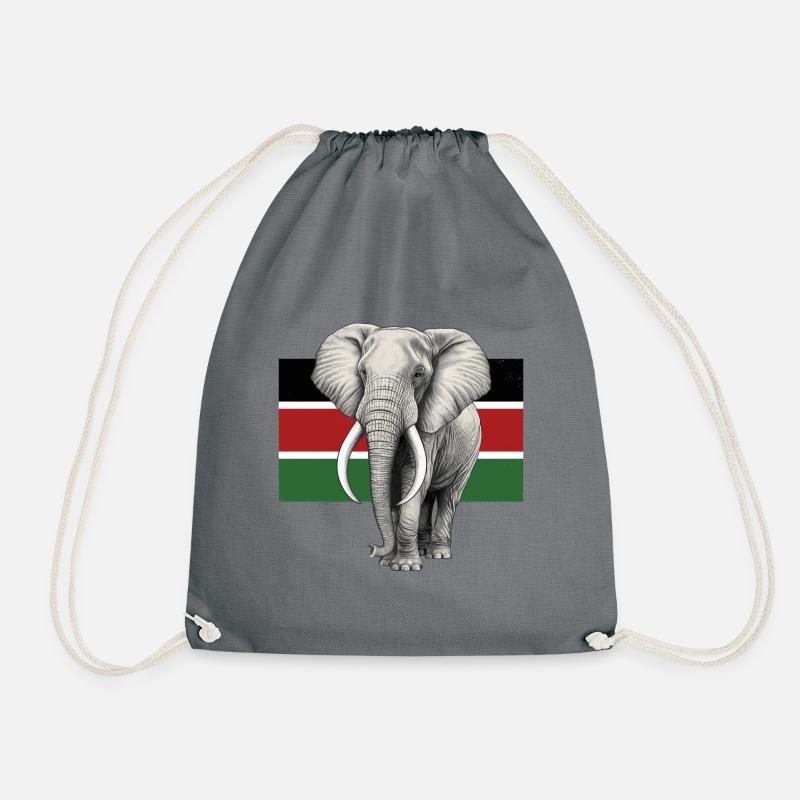 Elephant flag of Kenya - Drawstring Bag - grey