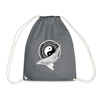 Yin Yang Humpback Whales - Drawstring Bag - grey - Front