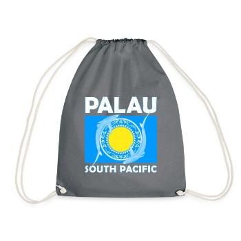 Palau Flag and Blue Sharks - Drawstring Bag - grey - Front