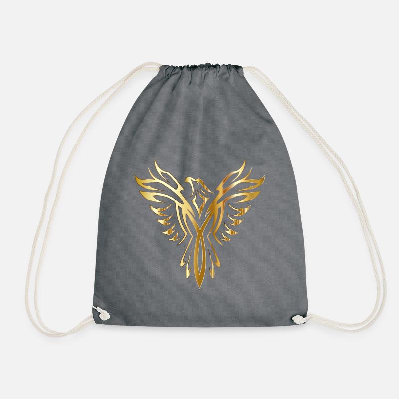 Bird phoenix wing gold - Drawstring Bag - grey