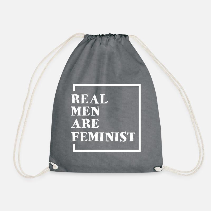 Real Men Are Feminists - Drawstring Bag - grey