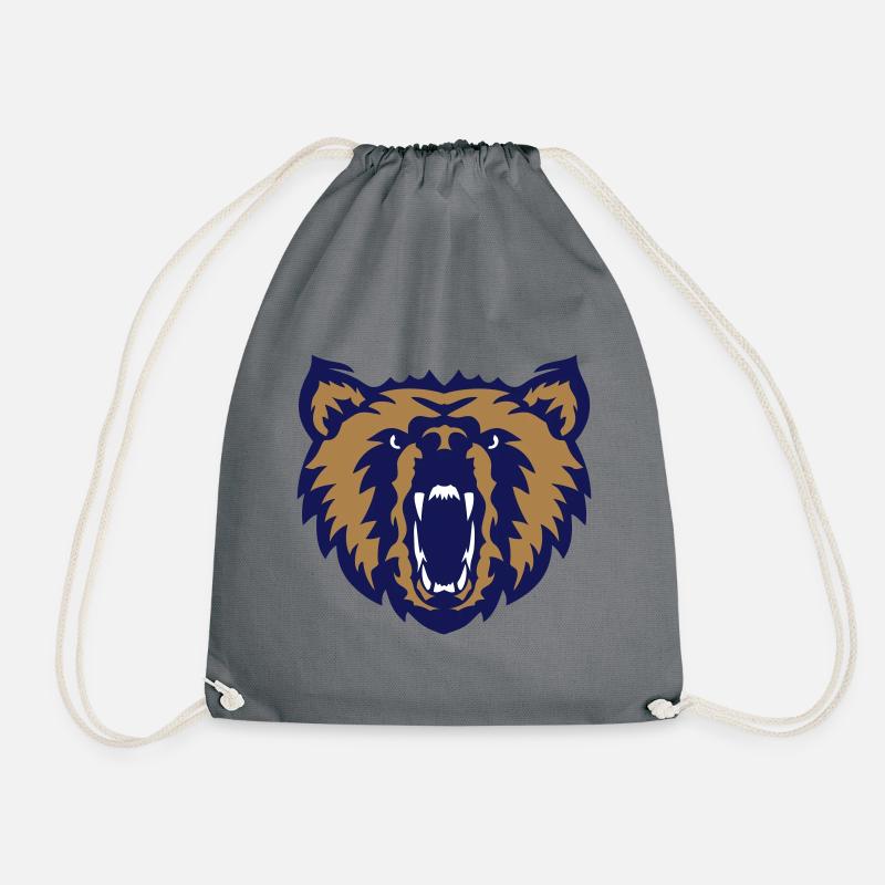 bear face club logo - Drawstring Bag - grey