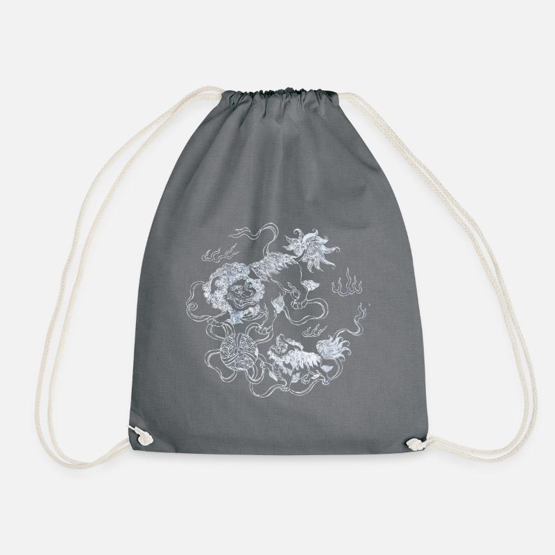 Chinese Tattoo Dragon - Drawstring Bag - grey