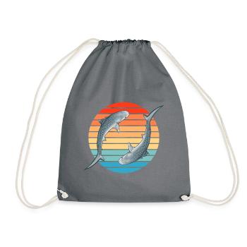Tiger Shark Retro Sunset - Drawstring Bag - grey - Front