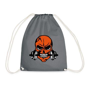 haltere head dead bodybuilding bodybuilding weight - Drawstring Bag - grey - Front