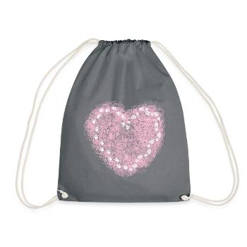 Patte de chien cool love coeur rose - Sac de sport léger - gris - Devant