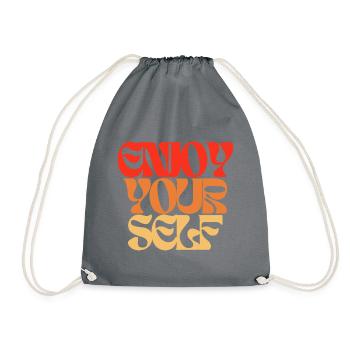 Enjoy Yourself Statement 70ies Hippie Style - Turnbeutel - Grau - Vorne